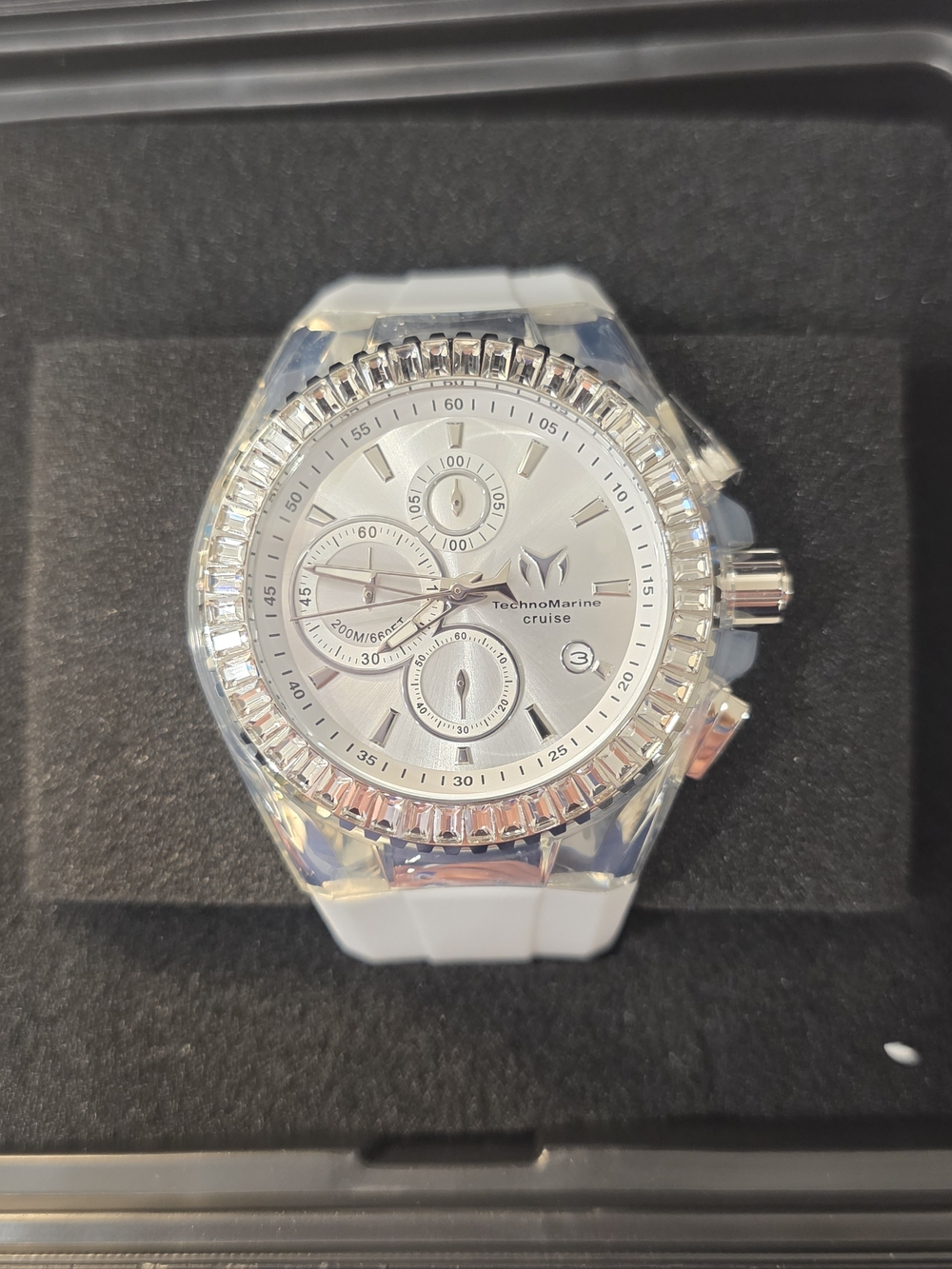 Invicta Technomarine White and Silver Crystal Bezel Chronograph Watch